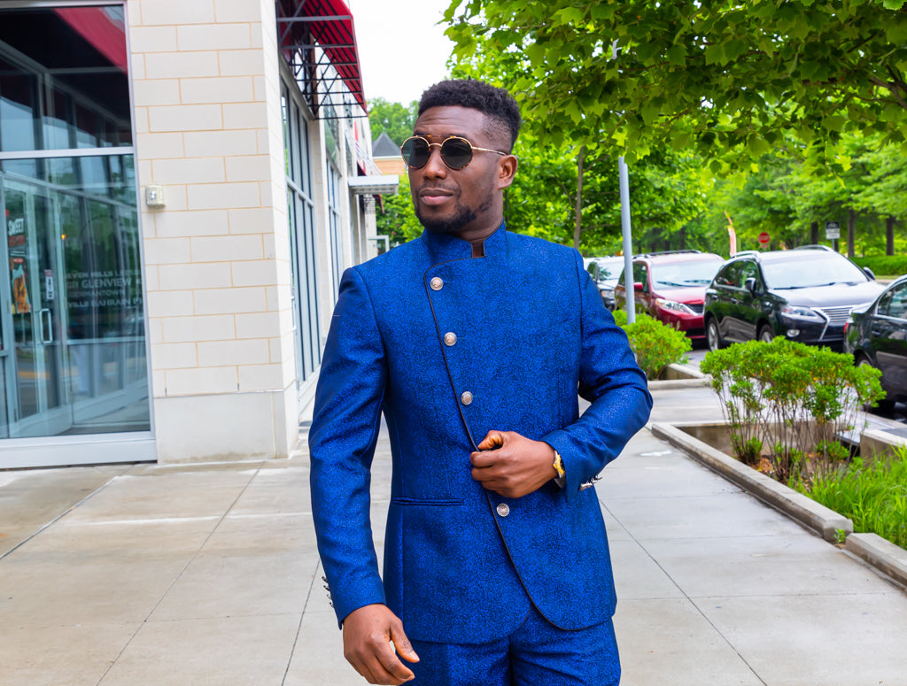 CLASSIC MEN TRADITIONAL BLUE 2-PIECE SUIT – SamEnchill Collections