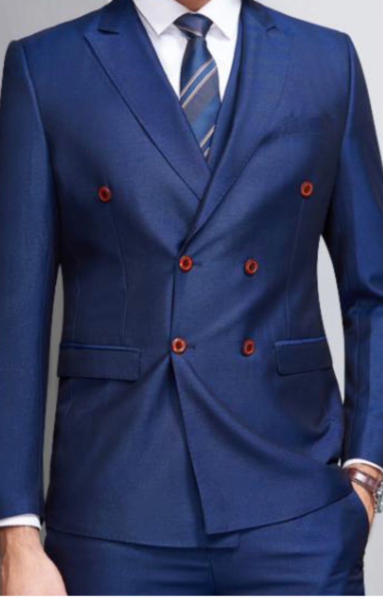 CLASSIC MEN TRADITIONAL BLUE 2-PIECE SUIT – SamEnchill Collections