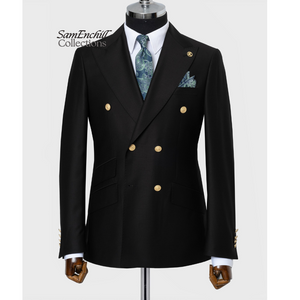 SAMENCHILL BLACK 2-PIECE DOUBLE-BREASTED SUIT-GOLD BUTTONS