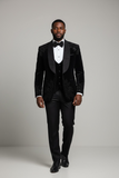 GROOM'S ELITE BLACK VELVET TUXEDO