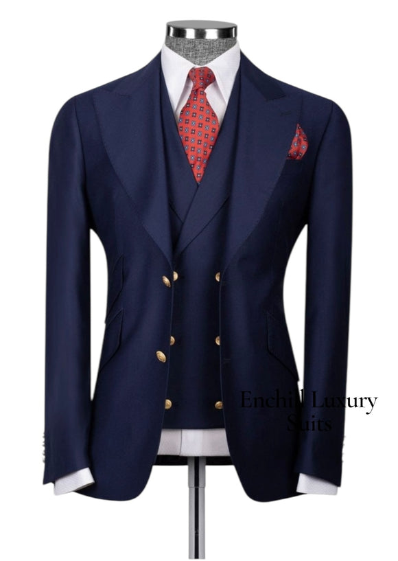 KENNY NAVY BLUE THREE- PIECE SUIT
