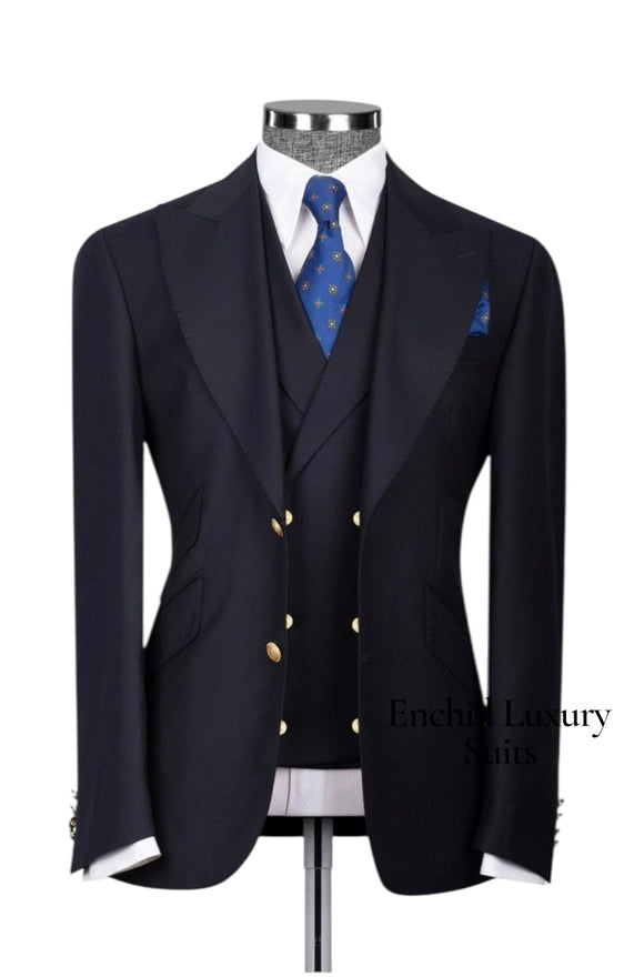 KING DARK BLUE THREE-PIECE SUIT