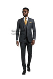 ELITE GRAY THREE-PIECE STRIPED SUIT