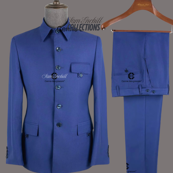 KENNY SAFARI TWO-PIECE BLUE SUIT