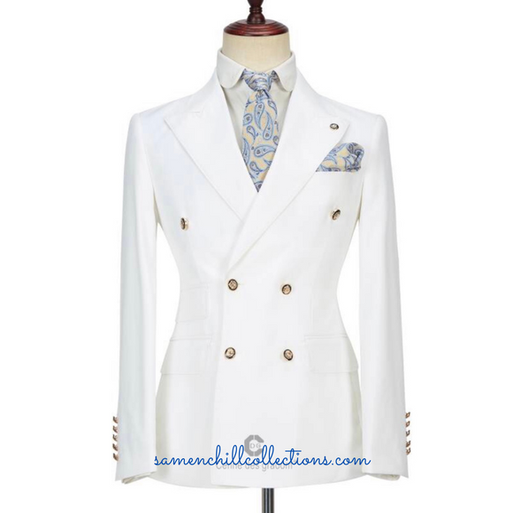 ROYAL WHITE DOUBLE-BREASTED 2-PIECE SUIT