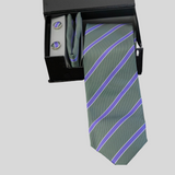 Green and Purple Stripe Tie Set