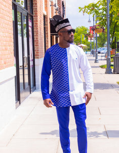 BESTMAN BLUE AND WHITE KAFTAN