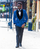 MAGNIFIGUE SPARKLING BLUE SHAWL LAPEL 2-PIECE DOUBLE-BREASTED TUXEDO