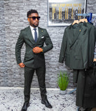 MASTERS GREEN STRIPED DOUBLE-BREASTED 2-PIECE  SUIT