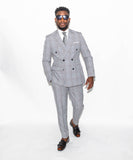 MODERN MAN'S GREY CHECKERED 2-PIECE DOUBLE-BREASTED SUIT