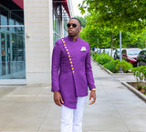 CUSTOM MADE 2-PIECE TERNOS PURPLE AND WHITE SUIT