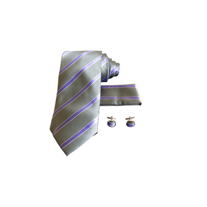 Green and Purple Stripe Tie Set