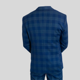 FINANZIERE Blue Plaid Double Breasted 3-piece Suit