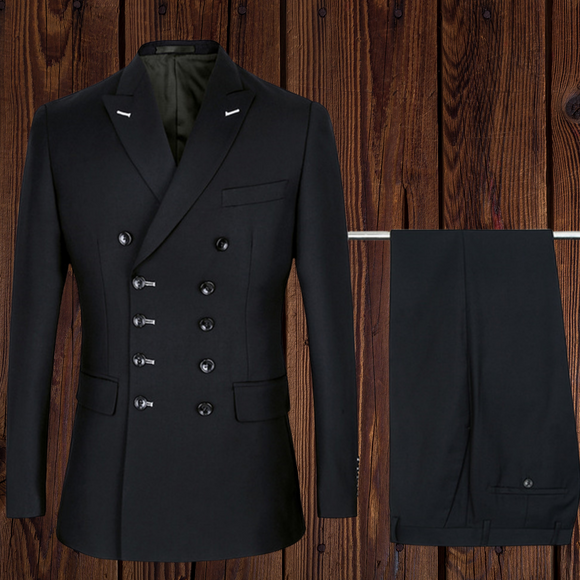 CRONACHE Solid Black 2-Piece Suit
