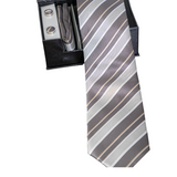 Brown Grey Pencil striped Tie Set