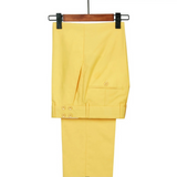 MODERN SOLID YELLOW 2-PIECE DOUBLE-BREASTED TICKET POCKET  SUIT