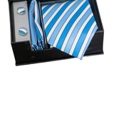 Classic Royal Blue and White Stripe Tie Set