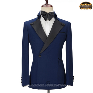 CLASSIC S. NAVY BLUE SINGLE BREASTED SHAWL LAPEL 2-PIECE SUIT