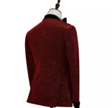 MAGNIFIGUE SPARKLING RED  SHAWL LAPEL 3-PIECE DOUBLE BREASTED TUXEDO